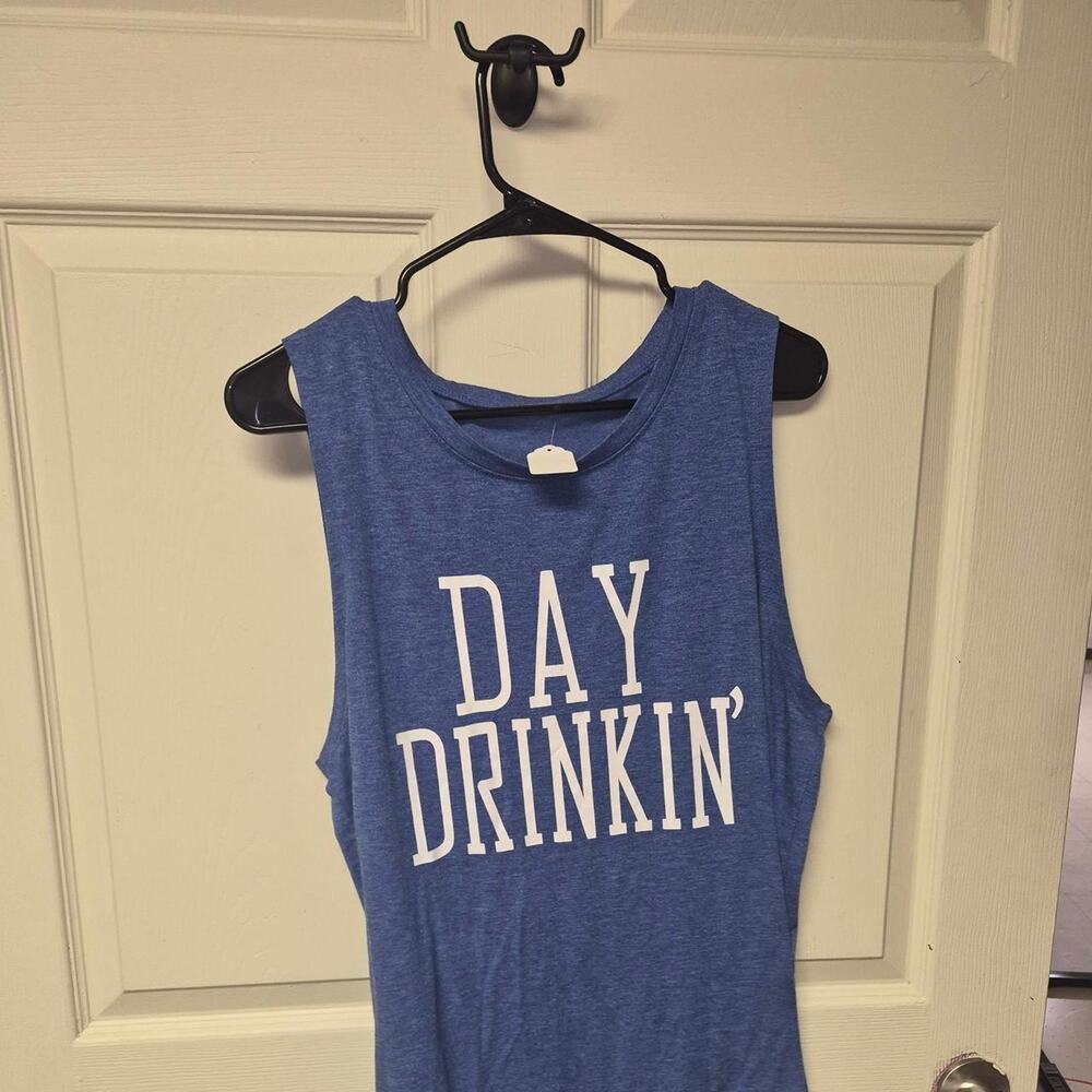 Blue tank top with white